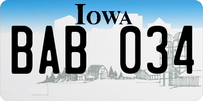 IA license plate BAB034