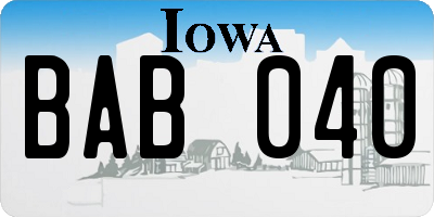 IA license plate BAB040