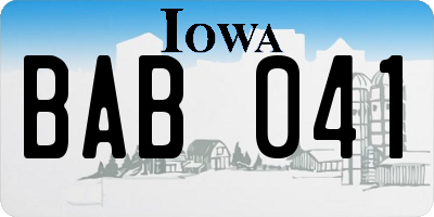 IA license plate BAB041