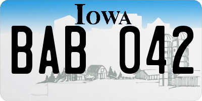 IA license plate BAB042