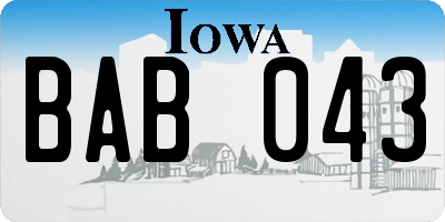 IA license plate BAB043
