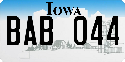 IA license plate BAB044