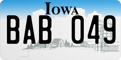 IA license plate BAB049