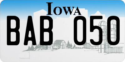IA license plate BAB050