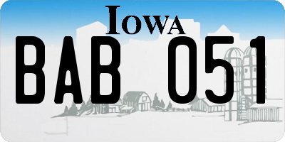 IA license plate BAB051