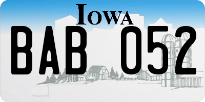 IA license plate BAB052