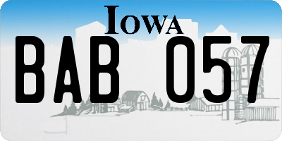 IA license plate BAB057