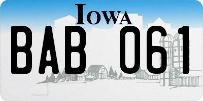 IA license plate BAB061