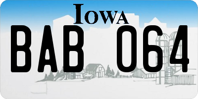 IA license plate BAB064