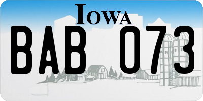 IA license plate BAB073