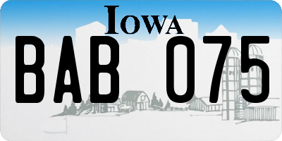 IA license plate BAB075