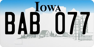 IA license plate BAB077