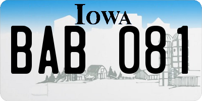 IA license plate BAB081