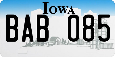 IA license plate BAB085