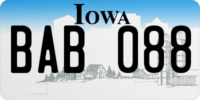 IA license plate BAB088