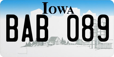 IA license plate BAB089
