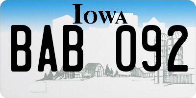 IA license plate BAB092