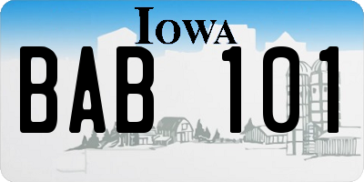 IA license plate BAB101