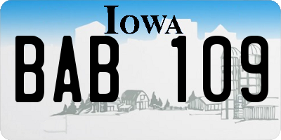 IA license plate BAB109