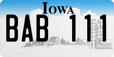IA license plate BAB111