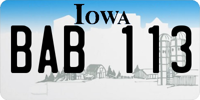 IA license plate BAB113