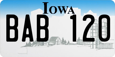 IA license plate BAB120