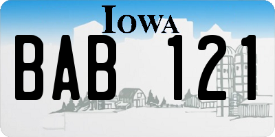 IA license plate BAB121