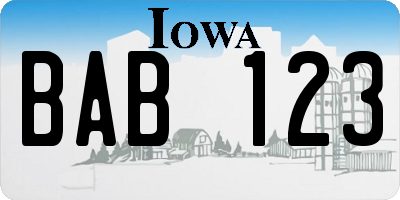 IA license plate BAB123