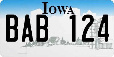 IA license plate BAB124