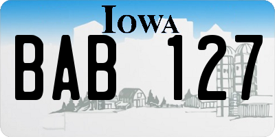 IA license plate BAB127