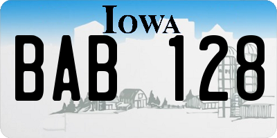 IA license plate BAB128