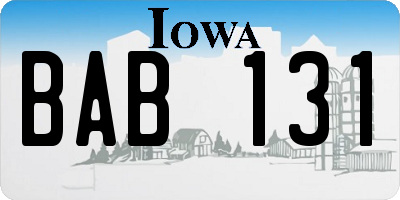 IA license plate BAB131