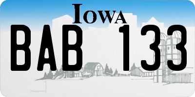 IA license plate BAB133