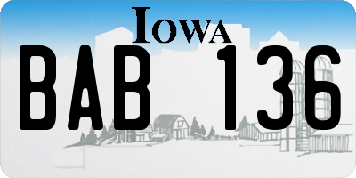 IA license plate BAB136