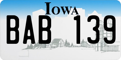 IA license plate BAB139