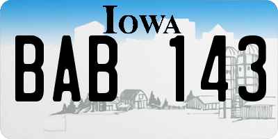 IA license plate BAB143