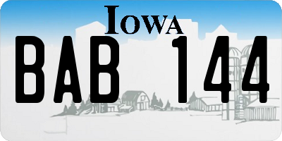 IA license plate BAB144
