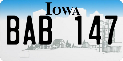 IA license plate BAB147