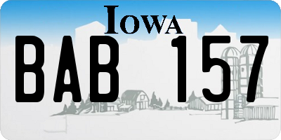 IA license plate BAB157