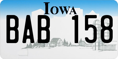 IA license plate BAB158