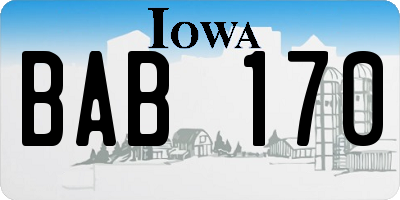 IA license plate BAB170