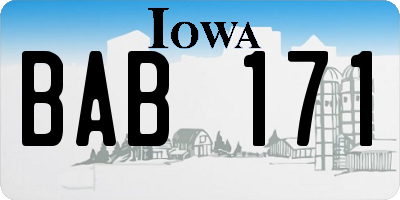 IA license plate BAB171