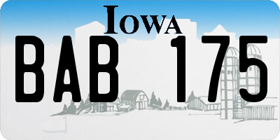 IA license plate BAB175