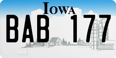 IA license plate BAB177