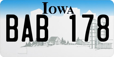 IA license plate BAB178