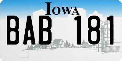 IA license plate BAB181