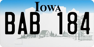 IA license plate BAB184