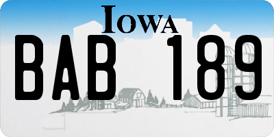 IA license plate BAB189