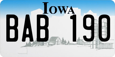 IA license plate BAB190
