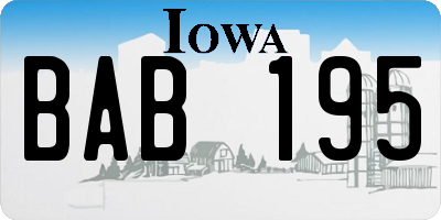 IA license plate BAB195